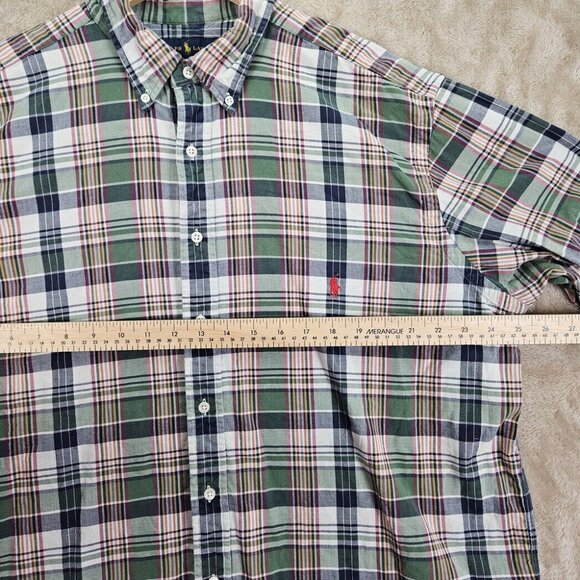 Ralph Lauren Button-Down Shirt Green Blue Paid Classic Fit Men's Size XLT Tall - Picture 6 of 10